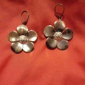 925 Sterling Silver Flower Earrings 2 3/4 L × 1 1/4 W